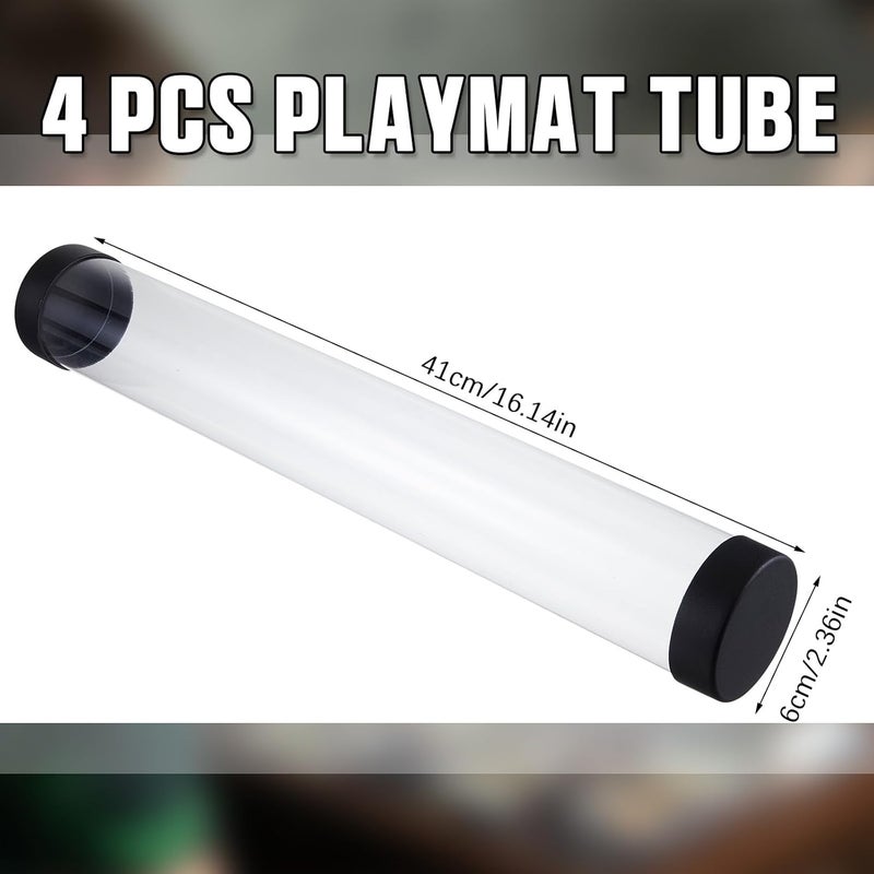 Barydat 4 Pcs Playmat Tube Round Compatible with MTG Play Mat Holders 16.14 Inch Playmat Case TCG Clear Artwork Tube for Card Game Storage Toy Card Play Mat Tubes for Gaming, Easy in and Out Design - Image 2